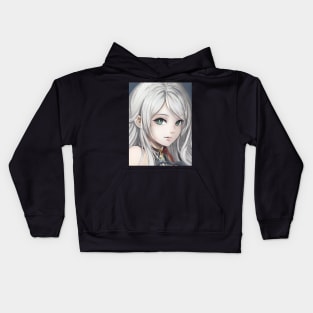 manga cosplay otaku  girl with hair white Kids Hoodie